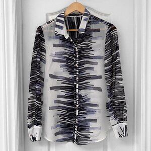 Ivanka Trump - Button Front Print Longsleeve Shirt with Cuffs